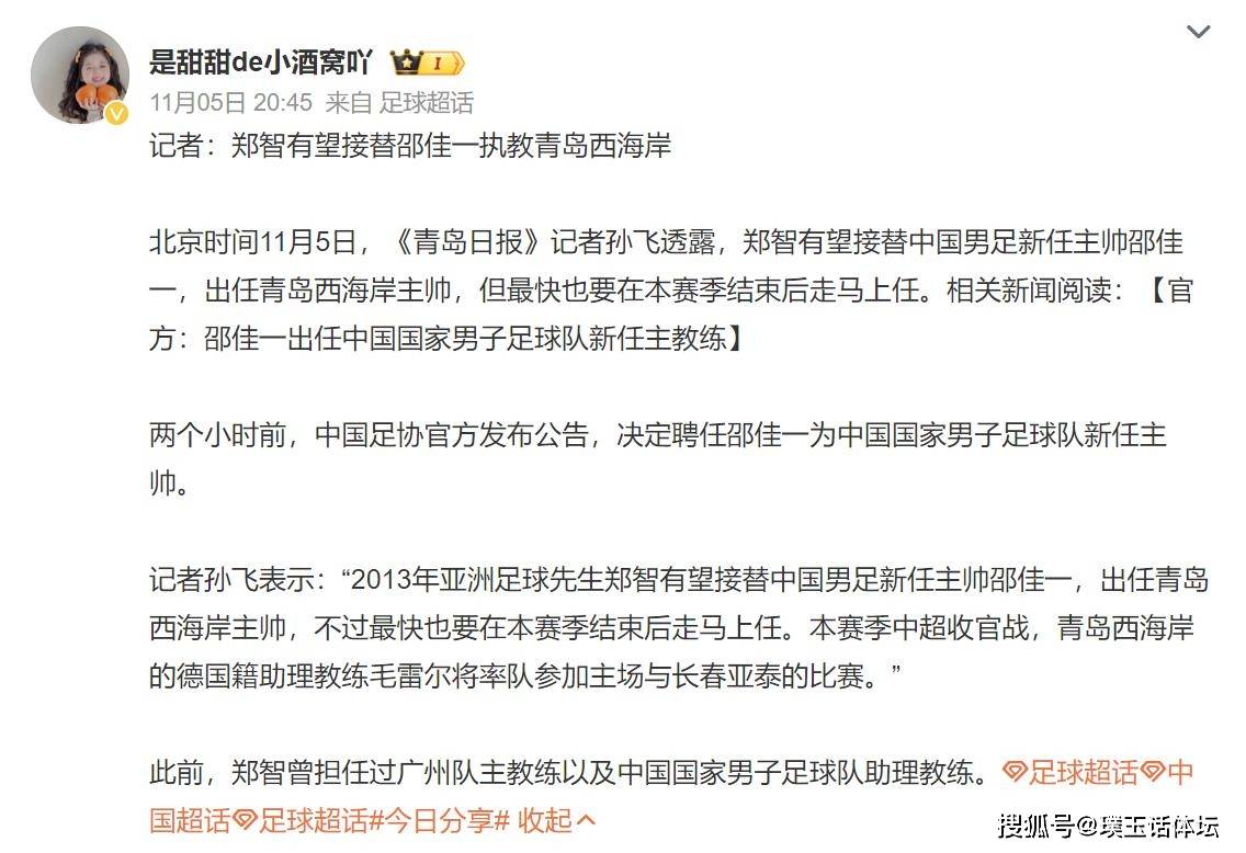 曝邵佳一成国足新帅候选人新帅有可能是本土教练的简单介绍 曝邵佳一成国足新帅候选人新帅有可能是本土教练的简单介绍